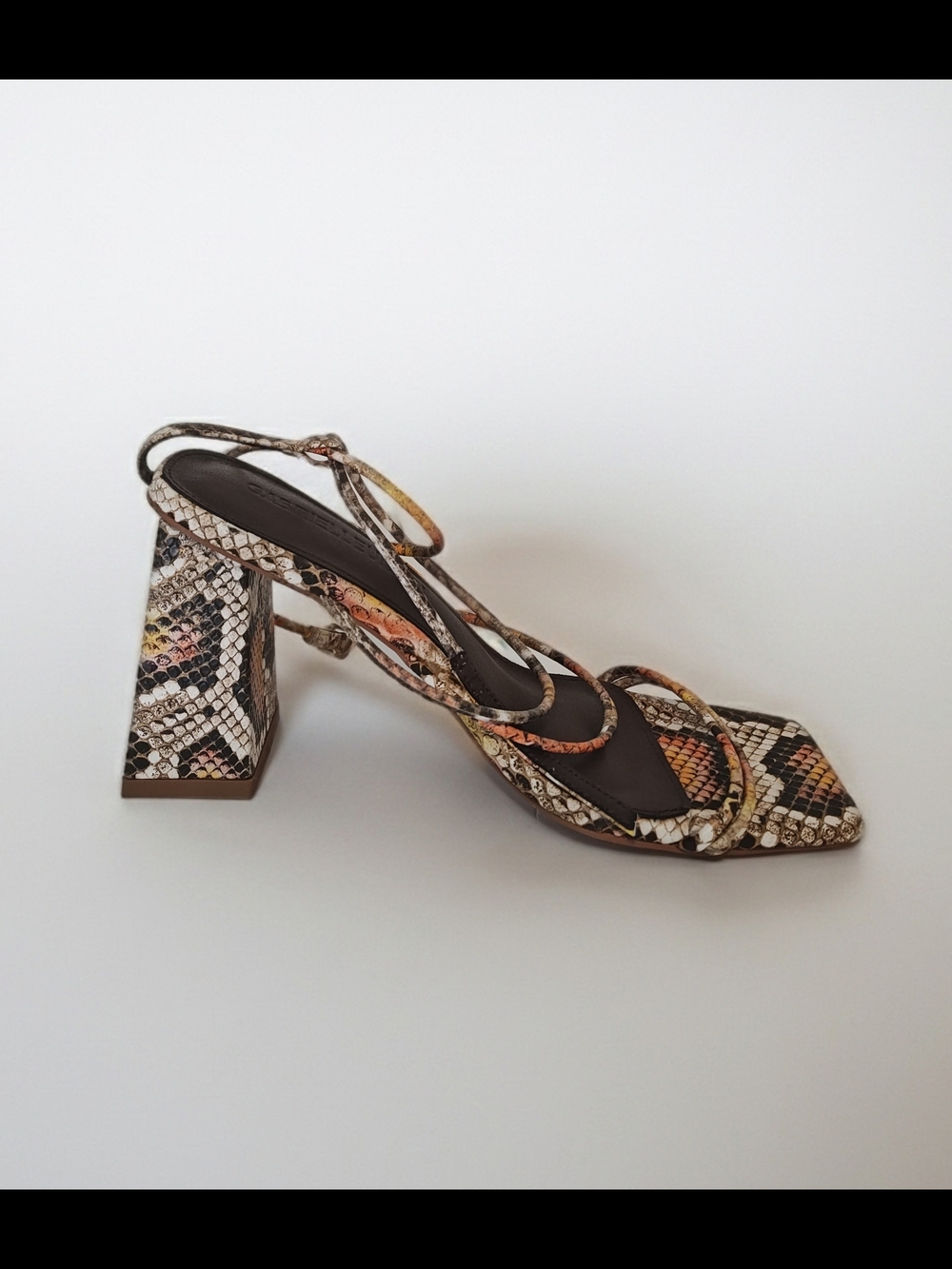 Gabrielle Union Strappy Snake-Print Block Heel Sandal in Multi-Color